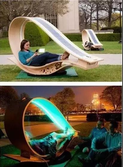 太阳能摇动椅,晚上自带灯光哦!